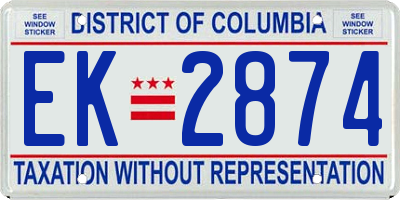 DC license plate EK2874