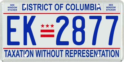 DC license plate EK2877