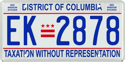 DC license plate EK2878