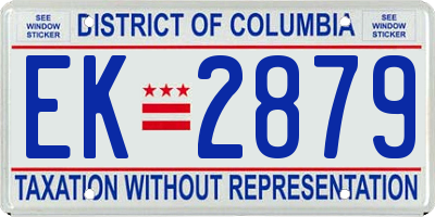 DC license plate EK2879