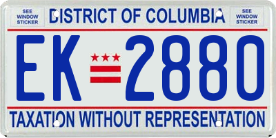 DC license plate EK2880