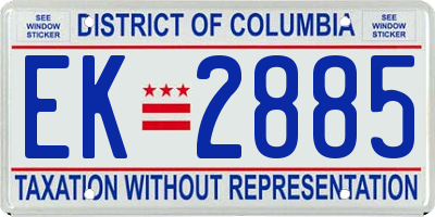 DC license plate EK2885