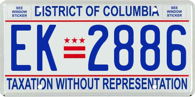 DC license plate EK2886