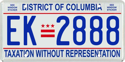 DC license plate EK2888