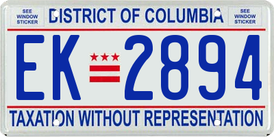 DC license plate EK2894