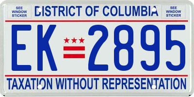 DC license plate EK2895