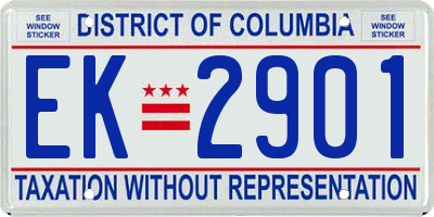 DC license plate EK2901