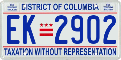 DC license plate EK2902