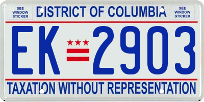 DC license plate EK2903