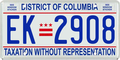 DC license plate EK2908