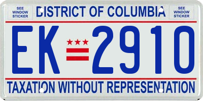 DC license plate EK2910