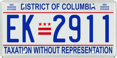 DC license plate EK2911