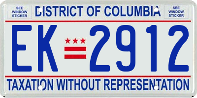 DC license plate EK2912