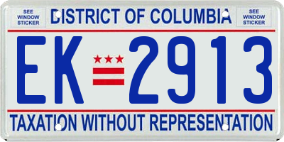 DC license plate EK2913