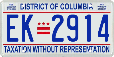 DC license plate EK2914