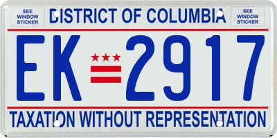 DC license plate EK2917