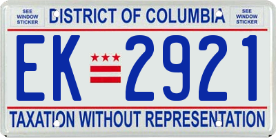 DC license plate EK2921