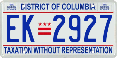 DC license plate EK2927