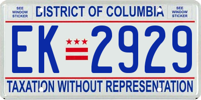 DC license plate EK2929