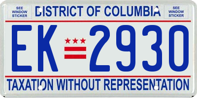 DC license plate EK2930