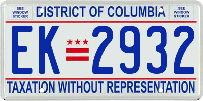 DC license plate EK2932