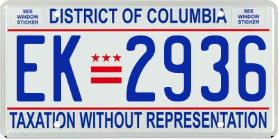 DC license plate EK2936