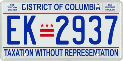 DC license plate EK2937