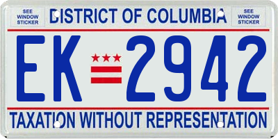 DC license plate EK2942