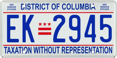 DC license plate EK2945