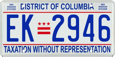 DC license plate EK2946