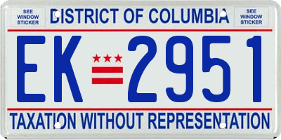 DC license plate EK2951