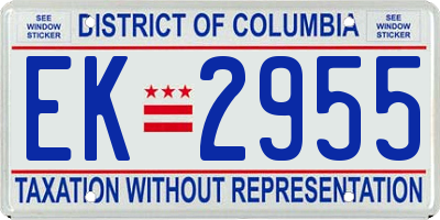 DC license plate EK2955