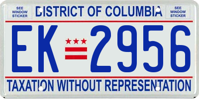 DC license plate EK2956