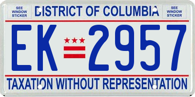 DC license plate EK2957