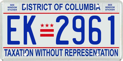 DC license plate EK2961