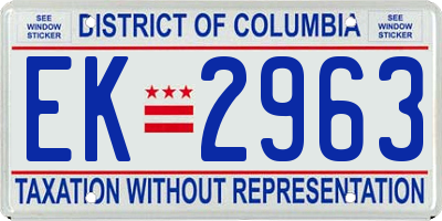 DC license plate EK2963