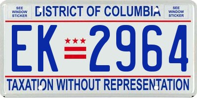 DC license plate EK2964