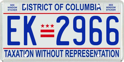 DC license plate EK2966
