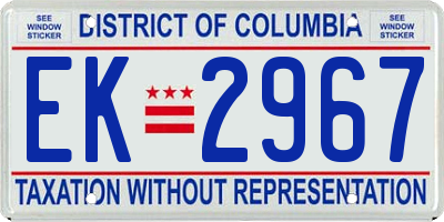 DC license plate EK2967