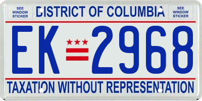 DC license plate EK2968