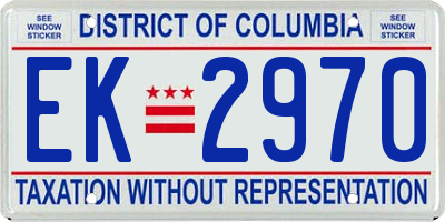 DC license plate EK2970