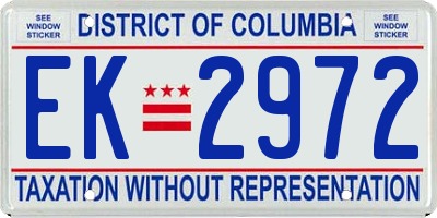 DC license plate EK2972