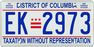 DC license plate EK2973