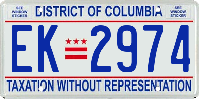 DC license plate EK2974