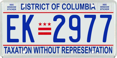 DC license plate EK2977