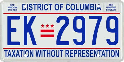 DC license plate EK2979