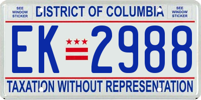 DC license plate EK2988