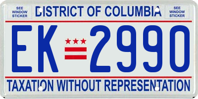 DC license plate EK2990