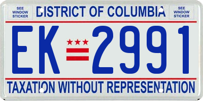DC license plate EK2991