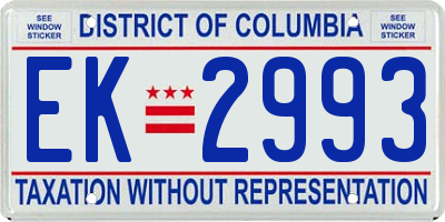 DC license plate EK2993